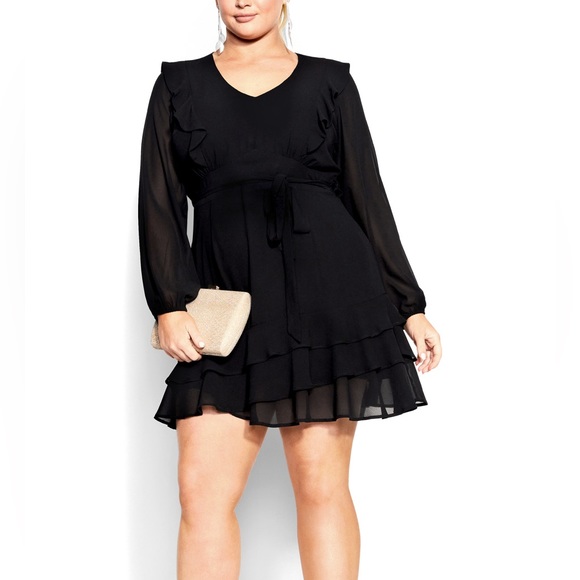 City Chic Dresses & Skirts - NWT CITY CHIC Pretty Ruffle Dress - black